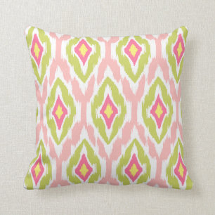 Moderne roze fuchsia Ikat Tribal Pattern 1a Kussen