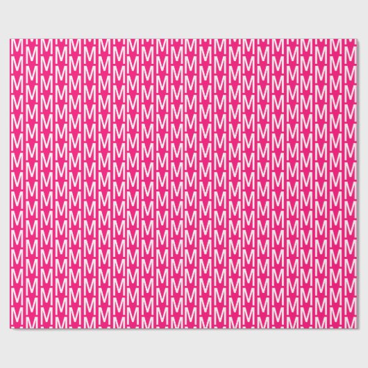 Moderne, roze fuchsia white custom monogram cadeaupapier (Vlak)