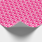 Moderne, roze fuchsia white custom monogram cadeaupapier (Hoek)
