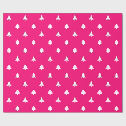 Moderne roze fuchsia white kerstbomen cadeaupapier (Vlak)
