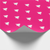 Moderne roze fuchsia white kerstbomen cadeaupapier (Hoek)