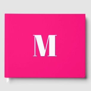 Moderne, roze fuchsie aangepast initiaal monogram gastenboek