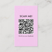 Moderne Roze Gardeer een Review QR Code Visitekaartje (Voorkant)