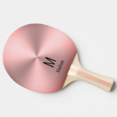 Moderne Roze Geborsteld Metaal Look Naam & Monogra Tafeltennisbatje (Zijkant)