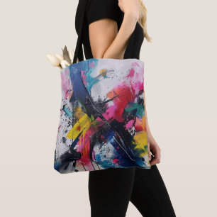 Moderne Roze Gele Abstracte Verfspat Kunst Tot Tote Bag