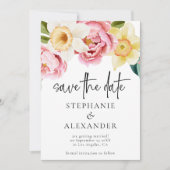 Moderne roze gele flessen QR Code Weddenschap Save The Date (Voorkant)