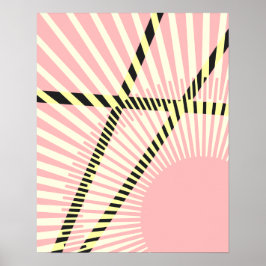 Moderne roze gele Geometrische Abstract Poster