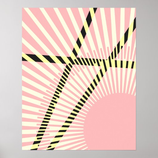 Moderne roze gele Geometrische Abstract Poster (Voorkant)