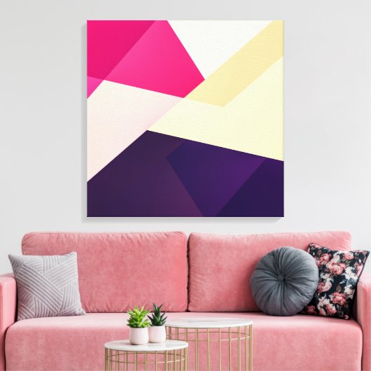 Moderne roze gele geometrische patronen canvas afdruk (Insitu (Woonkamer))