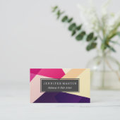 Moderne roze gele geometrische patronen visitekaartje (Staand voorkant)