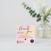 Moderne roze gele gradiëntorde Dank u Vierkante Visitekaartje (Staand voorkant)