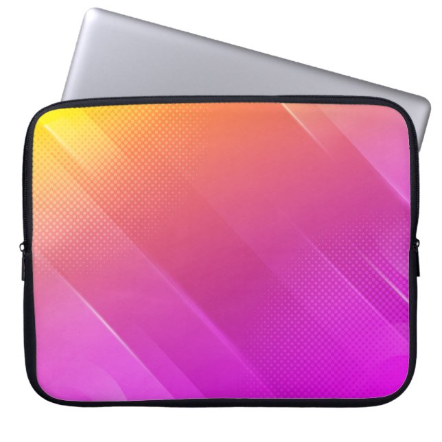 Moderne roze, gele Halftone laptop met laptop Laptop Sleeve (Voorkant)