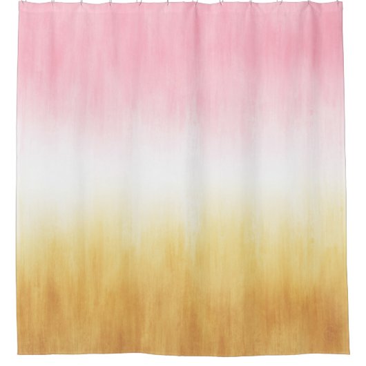 Moderne roze gele penseelstreken Ombre Douchegordijn (Voorkant)
