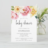 Moderne, roze, gele pony's Floral Baby shower Kaart (Staand voorkant)