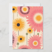 Moderne roze & gele Retro Bloemenbruids Kaart (Achterkant)