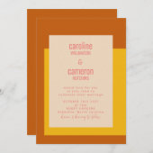 Moderne roze gele terracotta Geometric Wedding Kaart (Voorkant / Achterkant)