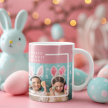 Moderne Roze Gelukkig Gezegende Pasen | Fotocadeau