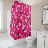 Moderne Roze Geometrisch Mozaïekpatroon Douchegordijn (In situ)