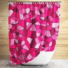 Moderne Roze Geometrisch Mozaïekpatroon Douchegordijn
