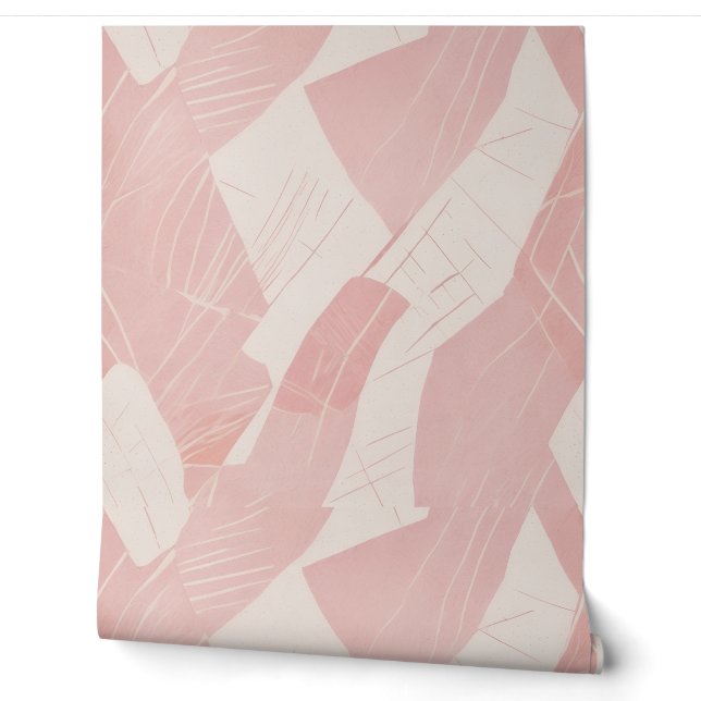 Moderne Roze Geometrische Batik Behang (Afrollen)
