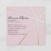 ~* Moderne roze geometrische trendy. Roos goudfoli Vierkante Visitekaartje (Achterkant)