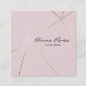 ~* Moderne roze geometrische trendy. Roos goudfoli Vierkante Visitekaartje (Voorkant)