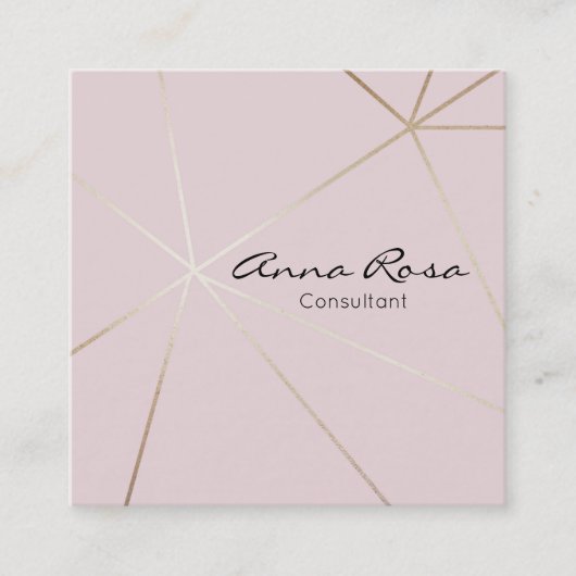 ~* Moderne roze geometrische trendy. Roos goudfoli Vierkante Visitekaartje (Voorkant)