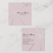~* Moderne roze geometrische trendy. Roos goudfoli Vierkante Visitekaartje (Voorkant / Achterkant)