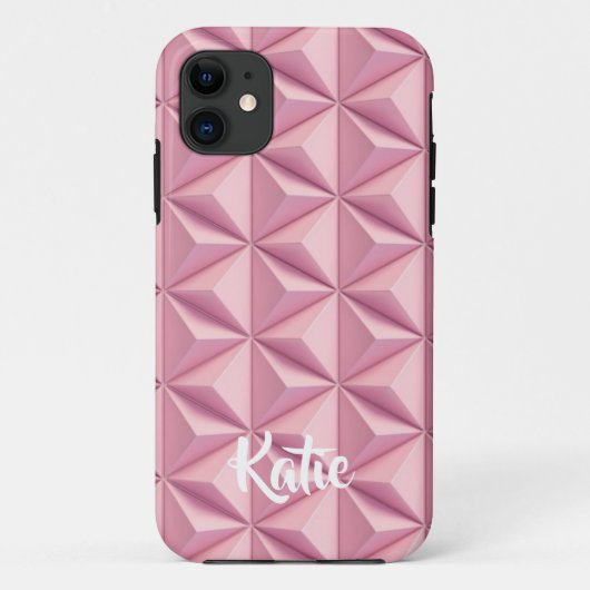 Moderne roze geometrische vormen volume 3D Naam Case-Mate iPhone Case (Achterkant)