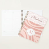 Moderne Roze Geometrische Zebra Trendy Monogram Planner (Display)