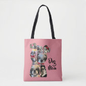 Moderne Roze Gepersonaliseerde Hond Mama Fotocolla Tote Bag (Voorkant)