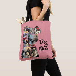 Moderne Roze Gepersonaliseerde Hond Mama Fotocolla Tote Bag