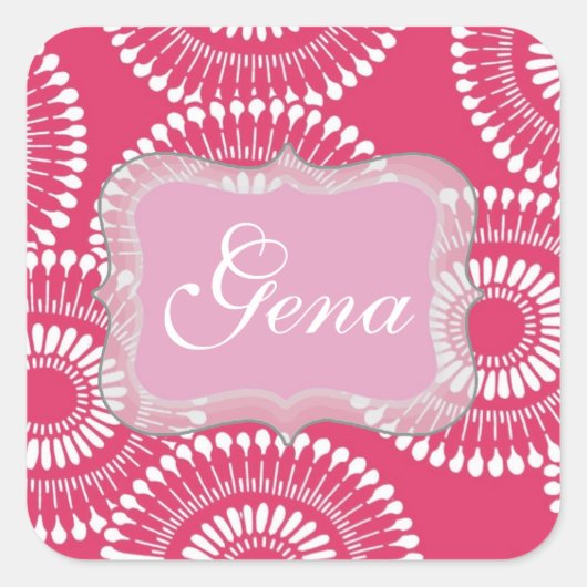 Moderne roze gepersonaliseerde Stickers (Voorkant)