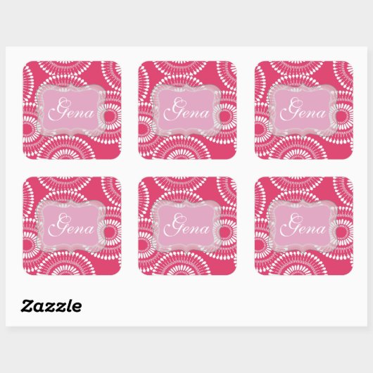 Moderne roze gepersonaliseerde Stickers (Vel)