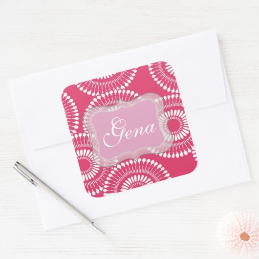 Moderne roze gepersonaliseerde Stickers (Envelop)