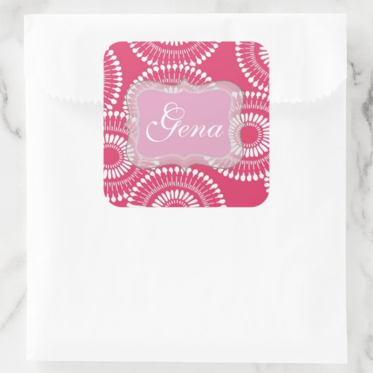 Moderne roze gepersonaliseerde Stickers (Tas)