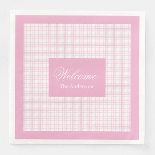 Moderne Roze Geplakte servetten Gepersonaliseerd E (Voorkant)