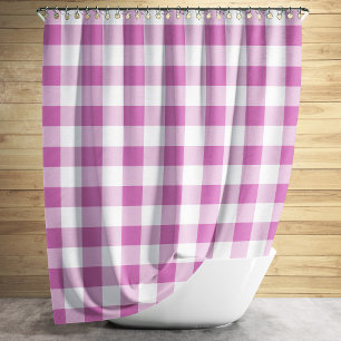 Moderne roze geruite Gingham ruit Douchegordijn