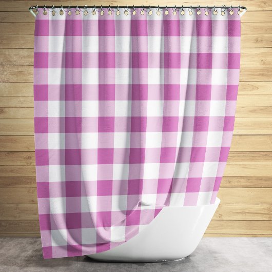 Moderne roze geruite Gingham ruit Douchegordijn