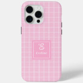 Moderne Roze Geruite iPhone Hoesje Chic Aangepaste (Achterkant)