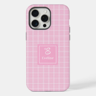 Moderne Roze Geruite iPhone Hoesje Chic Aangepaste 15 Pro Max Case