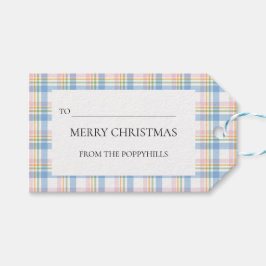 Moderne Roze Geruite Kerstcadeautag Cadeaulabel