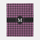 Moderne Roze Geruite Monogram Fleece Deken (Voorkant)