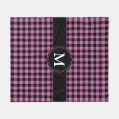 Moderne Roze Geruite Monogram Fleece Deken (Voorkant (Horizontaal))