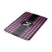 Moderne Roze Geruite Patroon Monogram Badmat (Gekanteld)