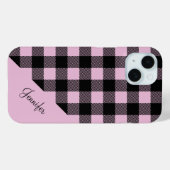 Moderne Roze Geruite Patroon Naam Case-Mate iPhone Case (Achterkant (horizontaal))