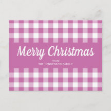 Moderne roze geruite vrolijk kerstfeest 