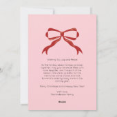 Moderne Roze Gescalpeerde Rode Boog Kerstfoto Feestdagenkaart (Achterkant)