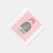 Moderne Roze Gescalpeerde Rode Boog Kerstfoto Servet (Hoek)