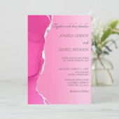 Moderne Roze Gescheurde Rand Trouwkaart Kaart (Staand voorkant)